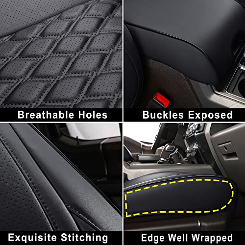 Huidasource Wrangler JK Seat Cover Front Pair, Waterproof Leather Front Car Seat Protector, JK Seat Cushion Fit for Jeep Wrangler JK 2-Door/4-Door Sahara Sport Rubicon 2007-2017(Front Pair/Black)