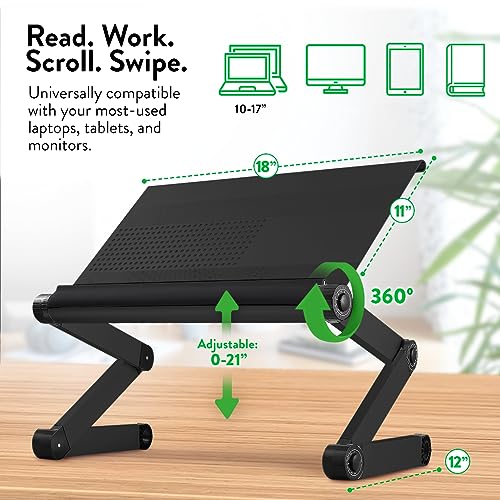 Adjustable Book Holder Stand & Laptop Stand, Portable Book Stand, Reading Book Stand Cookbook Stand, Metal Recipe Book Holders for Reading Hands Free