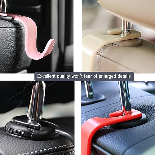 Amooca Car Seat Headrest Hook 4 Pack Hanger Universal Vehicle Car Storage Organizer for Handbag Purse Coat S Type Checkered Red