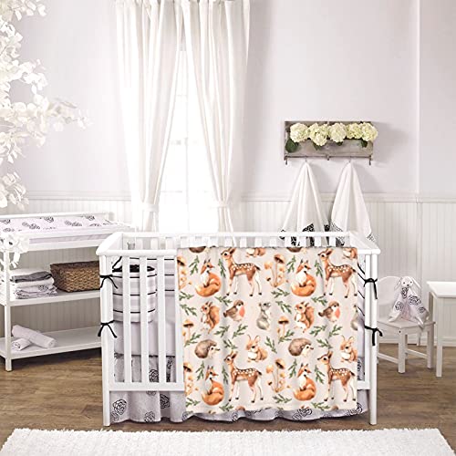 Duduho cute forest animals baby blankets soft warm fuzzy plush squirrel mouse fawn fox hare hedgehog bird bed throw blanket for newborn infant toddler girls boys kids, 30"x40"