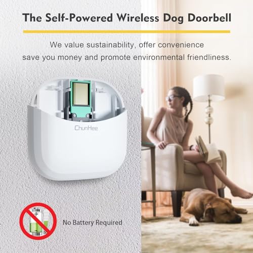 ChunHee Smart Dog Door Bell Wireless Puppy DoorBell for Potty Training, Dog Bells to Go Outside, Bell for Dogs to Ring to Go Potty Adjustable (0-110dB),1000FT Range, IP65, 55 Melodies [New 2024]