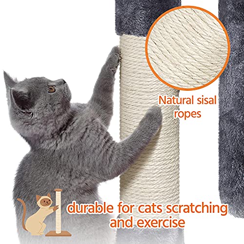 Yaheetech 33.5in Cat Tree Tower for Indoor Cats w/2 Cozy Plush Condos, Oversized Perch & Sisal Scratching Posts, Stable Cat Stand House for Large Cats & Pets