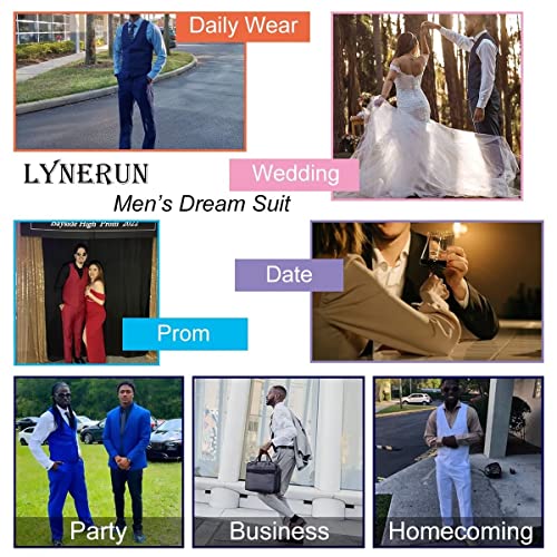 Mens Suit Set Slim Fit Formal 2 Piece Suit Dress Vest Pants Suit Men Solid 2 Button Groomsmen Wedding Homecoming Prom Suit Pink Suit Tuxedo Men XXL