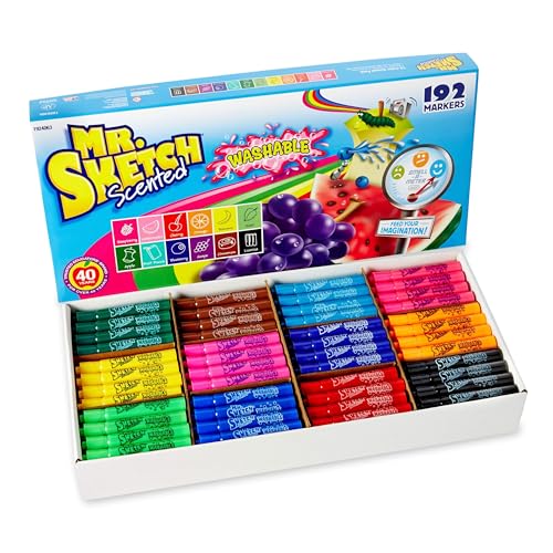 Mr. Sketch 1924063 Washable Markers Chisel Assorted Colors 192/Set