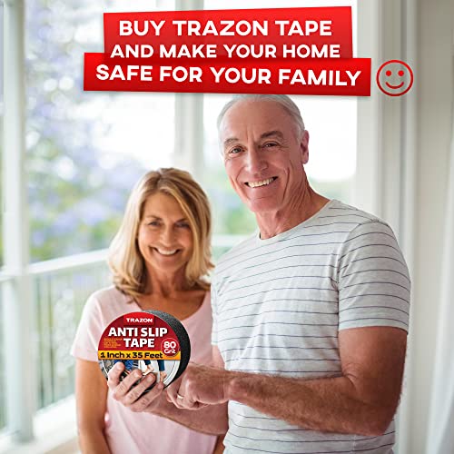 Grip Tape - Heavy Duty Anti Slip Tape for Stairs Outdoor/Indoor Waterproof 1Inch x 35Ft Safety Non Skid Roll for Stair Steps Traction Tread Staircases Grips Adhesive Non Slip Strips Nonslip Walk Black