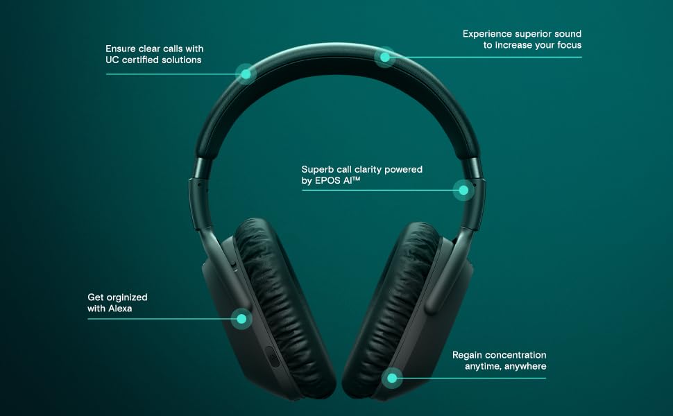 EPOS | SENNHEISER Adapt 660 (1000200) - Dual-Sided, Dual-Connectivity, Wireless, Bluetooth, ANC Over-Ear Headset | for Desk/Cell Phone & Softphone | Teams Certified (Black), 207 mm x 65 mm x 181 mm
