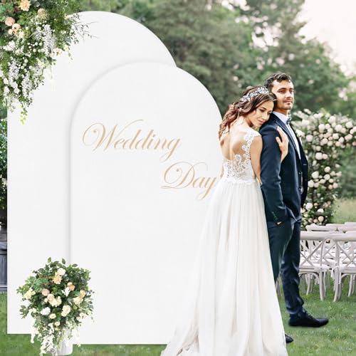 HMQIANG White Wedding Arch Backdrop Cover 6FT, Thicken Premium Spandex Fitted Backdrop Stand Covers for Birthday, Party, Baby Shower Banquet Arch Decoration