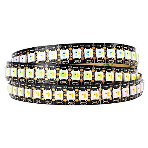 BTF-LIGHTING RGBW RGB+Cool White SK6812 (Similar WS2812B) 4 Colors in 1 LED Strip Individually Addressable 3.3ft 1m 144LED Light Flexible Dream Color IP30 DC5V Black PCB (No Adapter or Controller)
