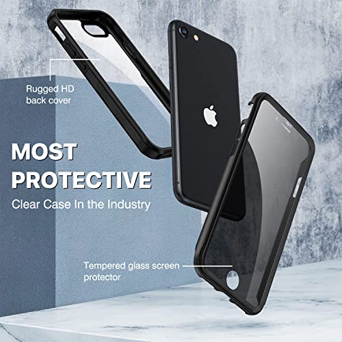 CENHUFO iPhone 15 Case, with Built-in Anti Peep Tempered Glass Privacy Screen Protector and Camera Lens Protective, Full Body Shockproof Clear Cover Spy Privacy Phone Case for iPhone 15 - Black