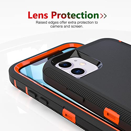 WOGROO Case for iPhone 14 Pro, Heavy-Duty Tough Rugged Shockproof Drop Protective Cover Phone Cases, Black+Orange