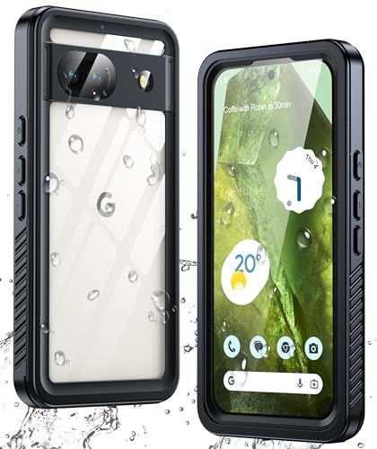 ANTSHARE for Google Pixel 8A Case, Pixel 8A Case Waterproof with Built-in Screen Protector, Full Body Sealed, Heavy Duty Shockproof Dustproof Snowproof Clear Phone Case for Pixel 8A - Black