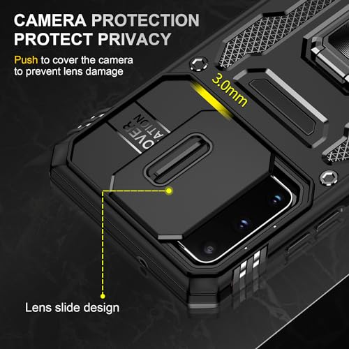 KOBBRAN for Samsung Galaxy S20 Plus Case Galaxy S20+ Plus Case with Slide Camera Cover Ring Kickstand Military Grade Shockproof Case for Galaxy S20 Plus Phone Case (Black)