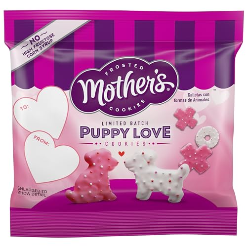 MOTHER'S Limited Batch Puppy Love Frosted Cookies 30 count box of 0.5oz bags, Valentine's Classroom Exchange - 15oz / 425g