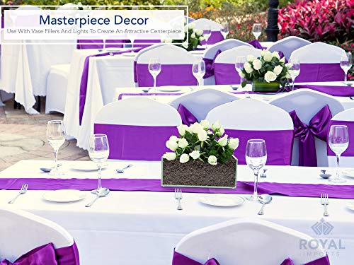 Royal Imports Flower Glass Vase Decorative Centerpiece for Home or Wedding Oblong Rectangle Shape (8", Clear)