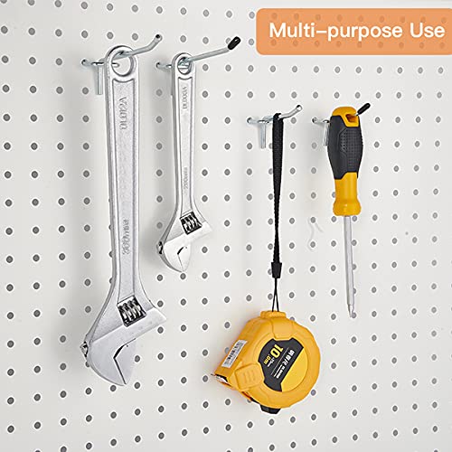 Rawall 2 Inch 50-Pack,Sturdy and Durable L Shape Galvanized Metal suitbale for 1/4 and 1/8 Pegboard Hooks with Rubber Tipped,Pegboard Hooks for Garage,Office,Kitchen,Store(Silver)