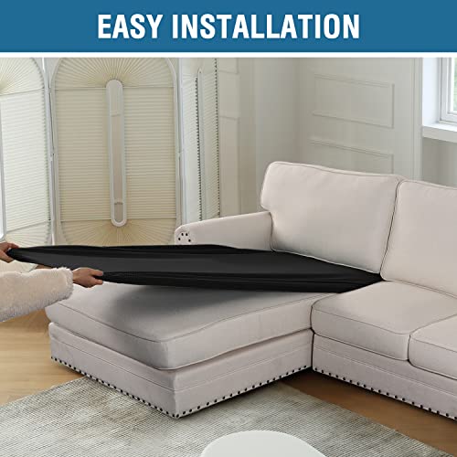 H.VERSAILTEX Sectional Couch Covers 4 Pieces Sofa Seat Cushion Covers L Shape Separate Cushion Couch Chaise Cover for Both Left/Right Sectional Couch (Seat Only: 1 Chaise + 3 Sofa, Sand)