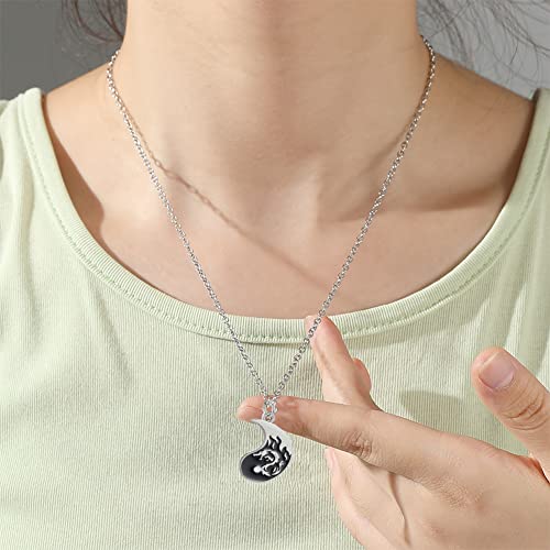 Couple Necklace Sun Moon Yin Yang Necklace for Couples Black White Tai Chi Best Friends BFF Necklace for Women Men Jewelry Gift 2Pcs