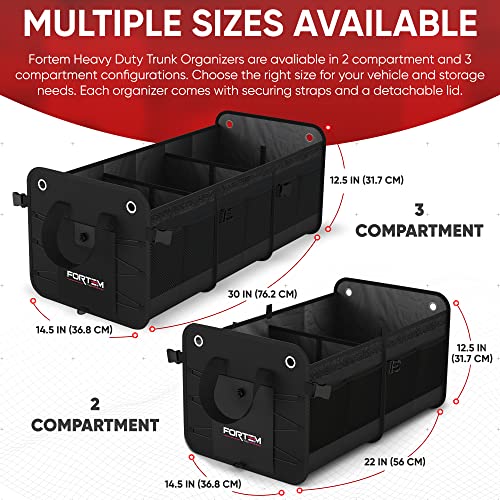 FORTEM SUV Trunk Organizer, Car Organizer, Collapsible Multi-Compartment Storage Bag for Car Accessories for Women Men, Non Slip Bottom, Adjustable Straps, Soft Cover 90L (Extra Large, Black)