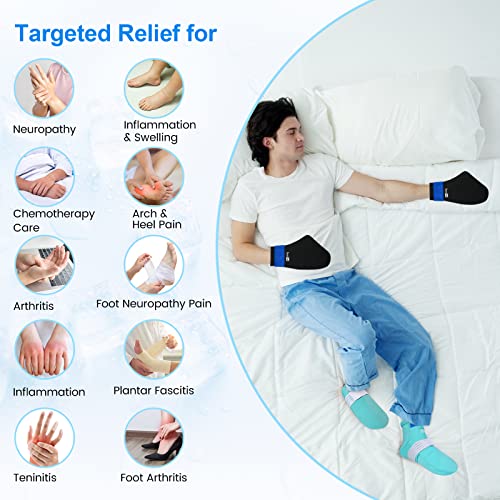 SuzziPad Cold Therapy Socks & Hand Ice Pack Cold Gloves for Chemotherapy Neuropathy, Chemo Care Package for Women and Men, Ideal for Plantar Fasciitis, Carpal Tunnel, S/M