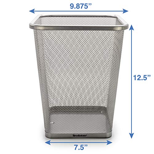 Brookstone [3 Pack Metallic Mesh Wastebasket for Office & Home, Open Top, Under Desk Trash Can, Lightweight & Sturdy Recycling Bin