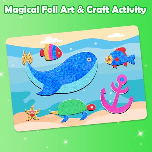 ZMLM Art Craft Activity for Kid - Foil Art Dinosaur & Animal Travel Toys, No Mess Art Kit & Supply Game, DIY Creative Sticker Craft Set, Idea Birthday Gift for 4 5 6 7 8 9 Year Old Boy Girl