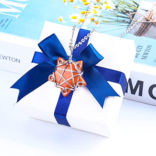 FORBY Natural Five-Star Shaped Crystal Necklace Silver Wire Wrapped Pentagram Pendant Gemstone Jewelry For Women Necklaces Trendy Crystal Necklace Healing Crystal Necklace Pendant