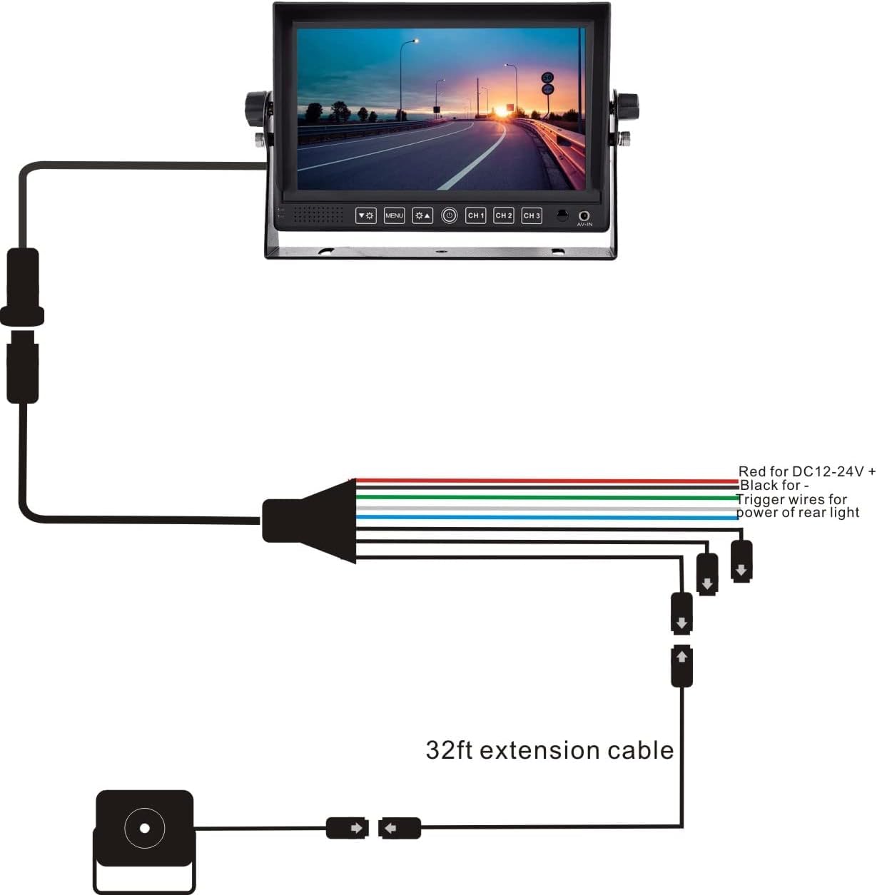 7" Wired Rear View Reverse Backup Camera System 1080P AHD with Audio,Parking Lines,Waterproof IP69K IR Camera for Tractor/Motorhome/Bulldozer/Snow Plow/Van/Heavy Equipment/Forklift/Skid Loader