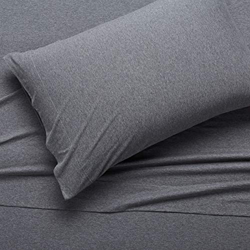 Amazon Basics 4 Piece Bed Sheet Set, 100% Cotton Jersey, Includes Super Soft, Flat and Fitted Sheets, Pillowcase, Full, Blush, Solid