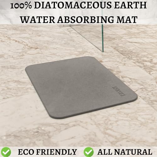 ENKOSI Stone Bath Mats for Bathroom - Fast Drying Diatomaceous Earth Shower Bath Mat - Absorbing Mats for Bathroom - Stone Bathroom Mat (23.5 x 15 Grey 2-Pack)