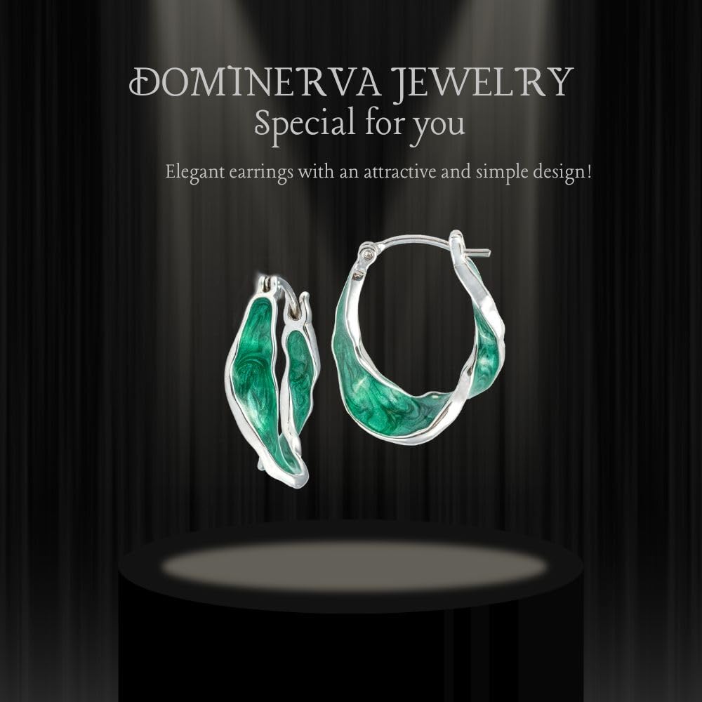 925 Sterling Silver Hoop Earrings - Perfect Gift for Women and Teen Girls, Handmade 925 Sterling Silver With Green Zircon by Dominerva