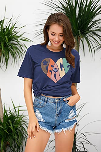 Peace Love Shirt Women 70s Hippe Shirts Soul Inspirational Hippy Tops Vintage Graphic Tees Short Sleeve - Sleeveless Grey