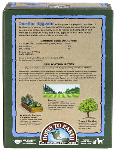 Down to Earth Organic Garden Gypsum Calcium Sulfate, 5 lb