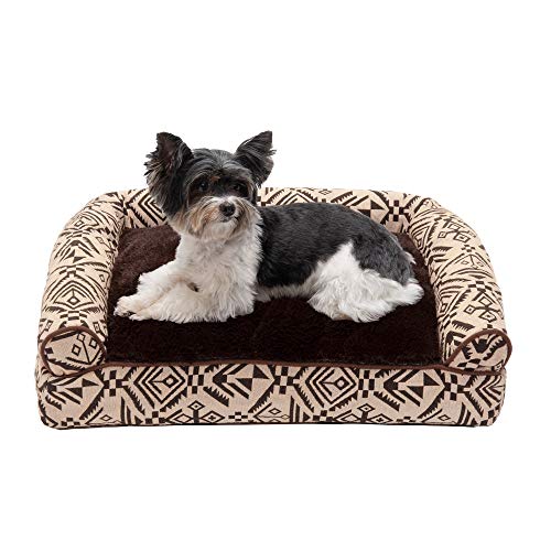 Furhaven Pillow Dog Bed for Large/Medium Dogs w/ Removable Bolsters & Washable Cover - Quilted Sofa - Toasted Brown, Large