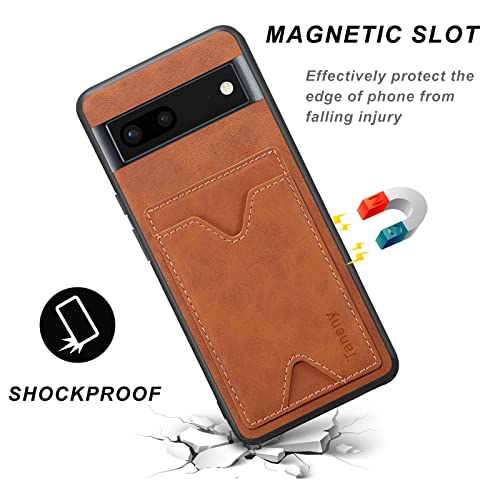 HAII Card Holder Case for Google Pixel 7A 2023, Premium PU Leather Wallet Case with Card Slots Shockproof Protective Case for Google Pixel 7A 2023 (Brown)