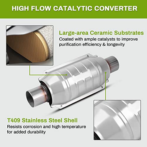 AUTOSAVER88 ATCC0016 2" Inlet/Outlet Universal Catalytic Converter with Heat Shield (EPA Compliant)