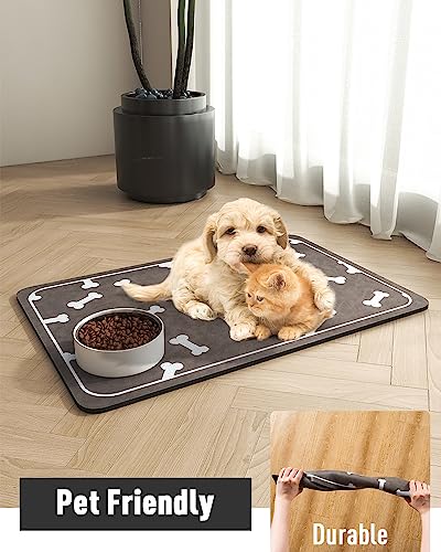 Pet Feeding Mat-Absorbent Dog Mat for Food and Water Bowl-No Stains Easy Clean Dog Food Mat-Quick Dry Dog Water Dispenser Mat-Puppy Supplies Dog Stuff-Dog Accessories Dog Water Bowl Mat