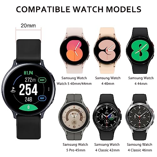 Vancle Leather band Compatible with Samsung Galaxy Watch 5/4 40mm 44mm/Watch 5 Pro 45mm/Galaxy Watch 4 Classic 42mm 46mm Women Men, Leather Strap Replacement for Samsung Galaxy Watch 4/5