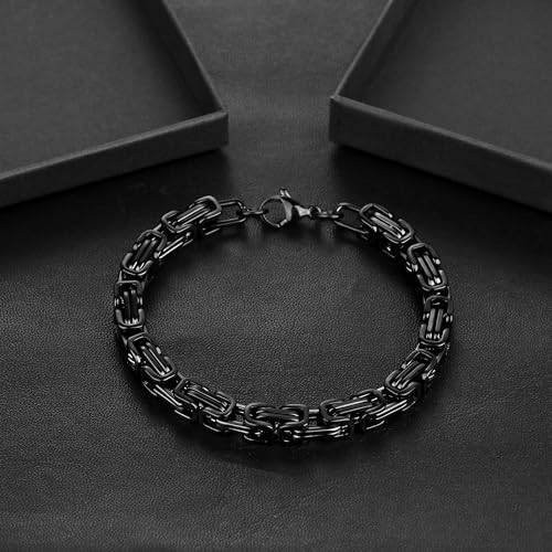 JoycuFF Gifts for Men Gift for Husband Anniversary Birthday Gifts for Him from Wife To My Husband Man Bracelet Stainless Steel Bracelets for Men Gifts for Him Husband Black Mens Bracelets 9 In