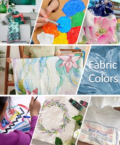 Colorful Permanent Fabric Paint, 14 Colors Soft Fabric Paint in Bottles (30ml/1oz) with Brushes, Palette, Non-Toxic Textile Paint for Creative DIY Clothes, T-Shirts, Shoes Art and Crafts