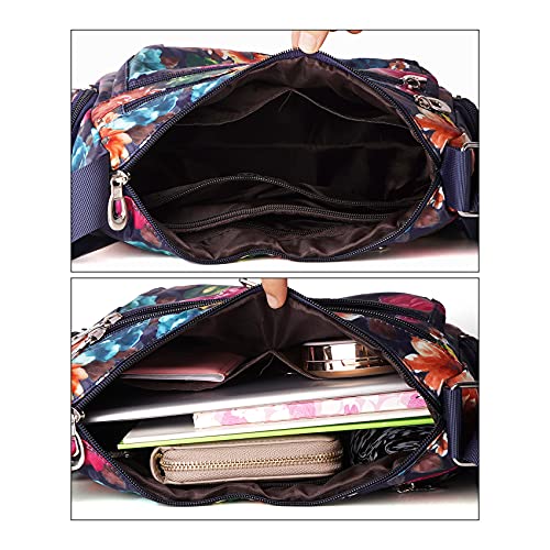 NOTAG Crossbody Bags for Women Nylon Shoulder Bag Floral Multi-Pocket Purses and Handbags (BH)