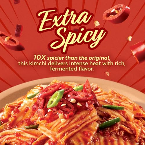 JONGGA Spicy Napa Cabbage Kimchi – (Pack of 8) Shelf-Stable Korean Fermented Kimchi, Authentic Spicy Pickled Cabbage, Probiotic-Rich, Perfect for Ramen, Rice & Stir-Fries (Extra Spicy)