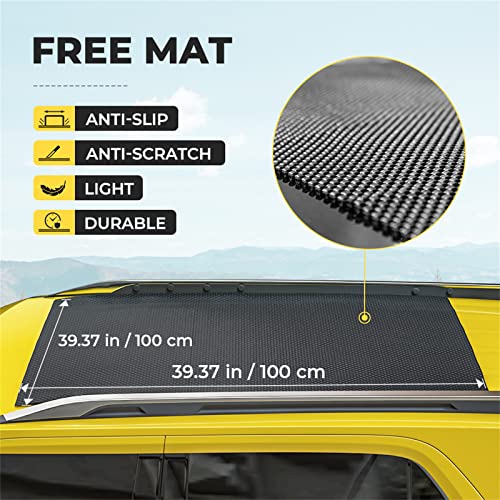 BougeRV Rooftop Cargo Carrier Bag with Anti-Slip Mat 15 Cubic Feet Waterproof Car Roof Bag Roof Top Cargo Luggage Storage Bag 1000D PVC, with 8 Reinforced Straps, Storage Bag for Cars with Racks