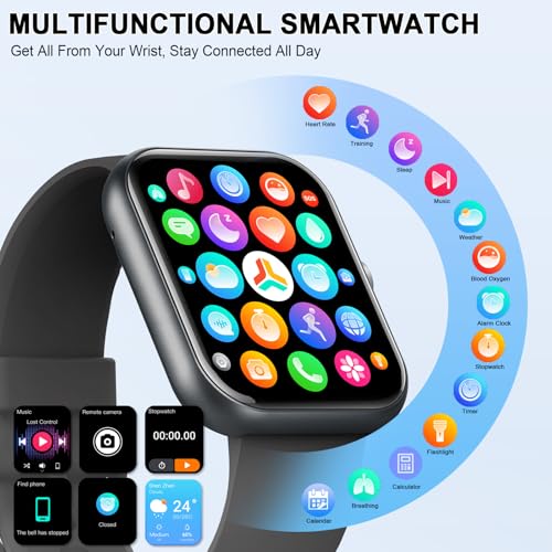 Smart Watch (Answer/Make Calls), 1.96" HD Screen SmartWatch for Men Women 113+ Sport Modes, Fitness Activity Tracker Heart Rate/Sleep Monitor/Pedometer, IP68 Waterproof, Smart Watches for Android iOS