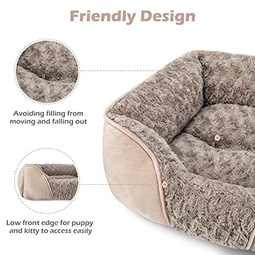 INVENHO Small Dog Bed for Large Medium Small Dogs Rectangle Washable Dog Bed, Orthopedic Dog Bed, Soft Calming Sleeping Puppy Bed Durable Pet Cuddler with Anti-Slip Bottom S(20"x19"x6")