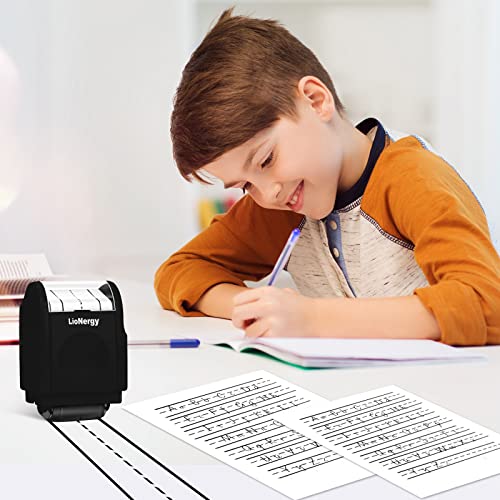 LioNergy Dashed Handwriting Line Roller Stamp, Handwriting Practice Learning Tool - Black