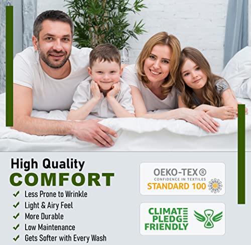 RUVANTI 100% Cotton Sheets - Crispy Cooling Percale Sheets for Queen Size Bed, Breathable & Durable Queen Sheet Set, 16 Inches Deep Pocket Bed Sheets, Prussian, 4 Pieces