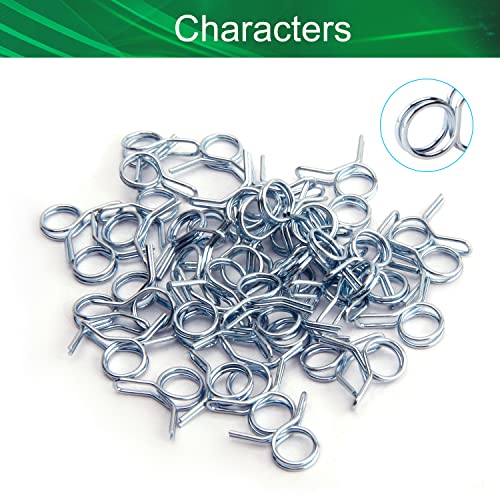 Yinpecly Double Wire Spring Hose Clamp 12mm(ID) Double Wire Fuel Line Silicone Hose Tube Spring Clips Silver Tone 20PCS