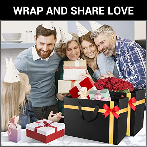 EUSOAR Exra Large Size Gift Wrap Bags, 25 Pack 16x6x12 inches White Paper Heavy Duty Bags with Handles, for Wedding, Grocery, Boutique, Retail, Business, Party Favors, Birthdays