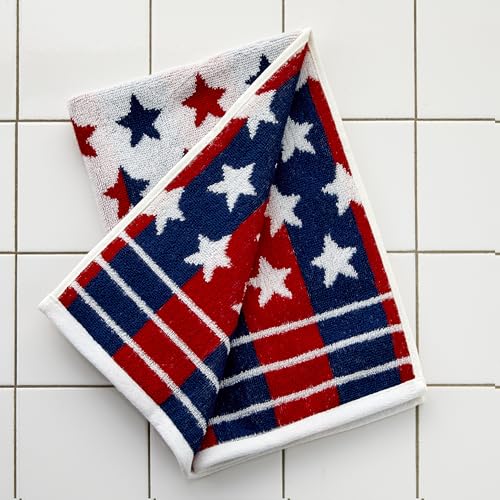 SKL Home Patriotic 4th of July America Script Hand Towel Set, Navy