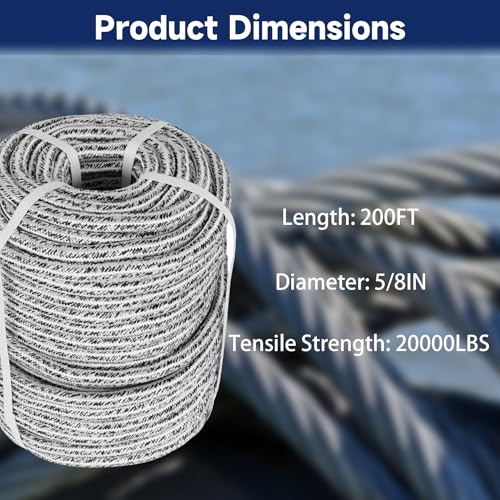 elfinrm Arborist Tree Rope, 1/2inch by 100FT, 12 Strand Bull Rope up to 8000lbs Tensile Strength, Blue and Orange